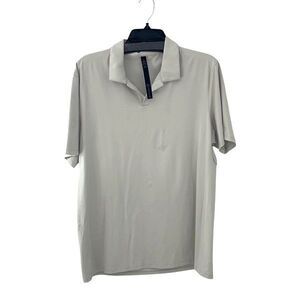 Lululemon Mens Collared Short Sleeve Warped Sense Polo Shirt Gray Stone Size Med